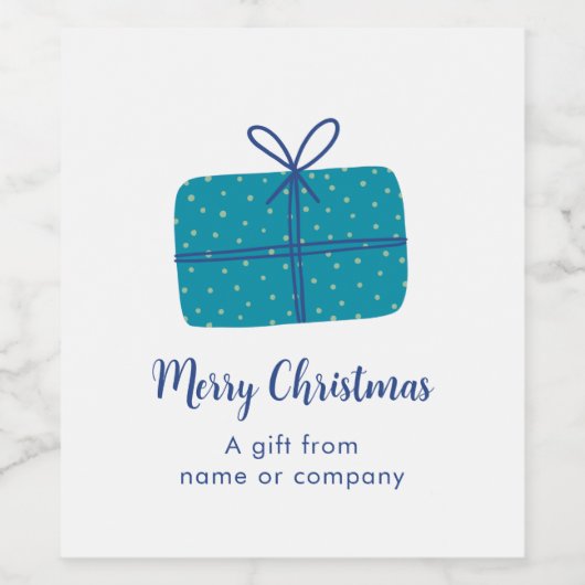Personalisiert Blue Christmas Parcel Weinetikett (Einzelnes Label)