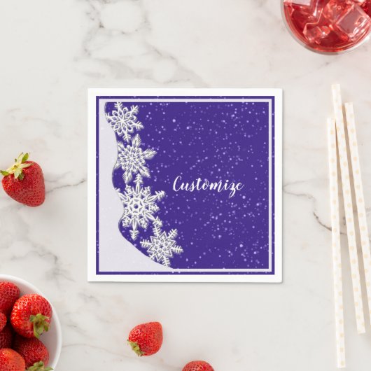 Personalisiert Blue Christmas Snowflake Serviette (Beispiel)