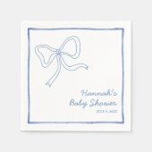 Personalisiert Blue Coquette Bow Baby Dusche Napki Serviette (Vorderseite)
