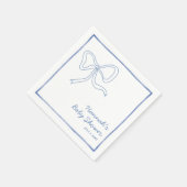 Personalisiert Blue Coquette Bow Baby Dusche Napki Serviette (Ecke)