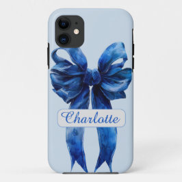 Personalisiert Blue Coquette Bow iPhone Case