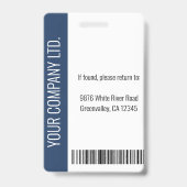 Personalisiert Blue Corporate Employee Security ID Ausweis (Back)