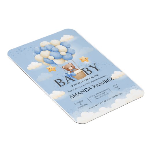 Personalisiert Blue & Cream Elephant Baby Dusche Magnet (Rechte Seite)