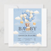 Personalisiert Blue & Cream Elephant Baby Dusche Save The Date (Vorderseite)