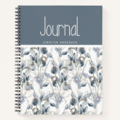 Personalisiert Blue Cream Floral Journal Notizblock (Vorderseite)