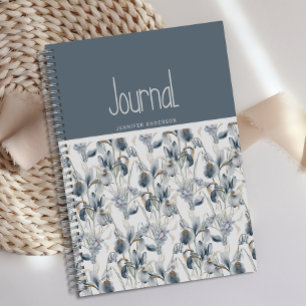 Personalisiert Blue Cream Floral Journal Notizblock