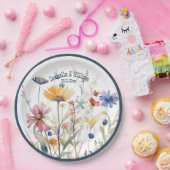 Personalisiert Blue Denim Fall Wildblumen Hochzeit Pappteller (Party)