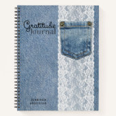 Personalisiert Blue Denim Lace DankJournal Notizblock (Vorderseite)