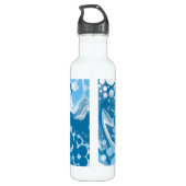 Personalisiert Blue Digital Fluid Art Marmor Edelstahlflasche (Rückseite)