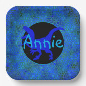 Personalisiert Blue Dinosaurier Pappteller (Vorderseite)