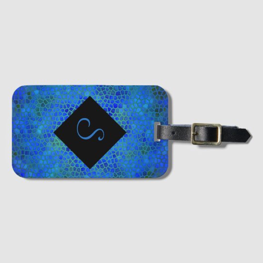 Personalisiert Blue Dinosaurier versteckt Gepäckanhänger (Vorderseite (Horizontal))