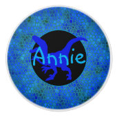 Personalisiert Blue Dinosaurier versteckt Keramikknauf (Vorderseite)