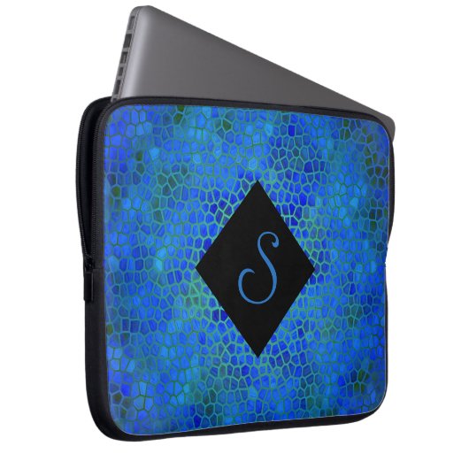 Personalisiert Blue Dinosaurier versteckt Laptopschutzhülle (Vorne Rechts)