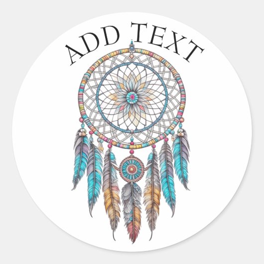 Personalisiert Blue Dreamcatcher Mystical Runder Aufkleber (Vorderseite)