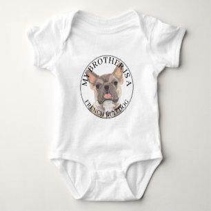Personalisiert Blue Fawn Tricolor French Bulldog Baby Strampler