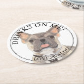 Personalisiert Blue Fawn Tricolor Frenchie Bulldog Runder Pappuntersetzer (Angewinkelt)