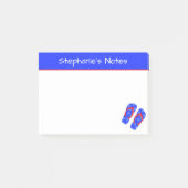 Personalisiert Blue Flip Flops Summer Beach Post-it Klebezettel (Vorderseite)