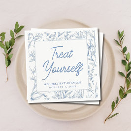 Personalisiert Blue Floral Bat Mitzvah Napkins Serviette