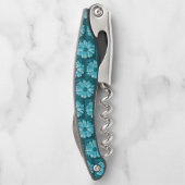 Personalisiert Blue Floral Corkschraube Kellnermesser (Rückseite)