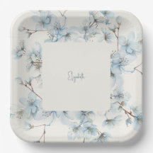 Personalisiert Blue Floral Cream Baby Dusche