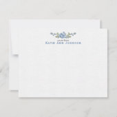 Personalisiert Blue Floral Custom Stationery Mitteilungskarte (Vorderseite)