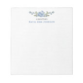 Personalisiert Blue Floral Custom Stationery Notizblock (Vorderseite)