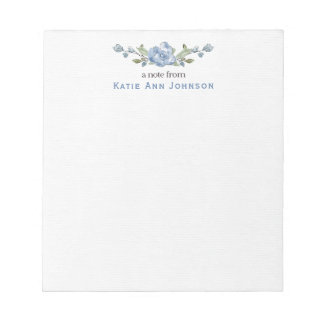 Personalisiert Blue Floral Custom Stationery Notizblock