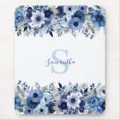 Personalisiert Blue Floral Mousepad (Vorne)