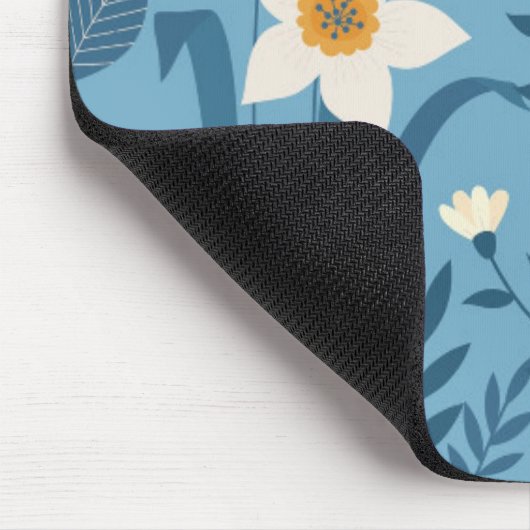 Personalisiert Blue Floral Mousepad Mouse Pad (Ecke)