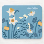 Personalisiert Blue Floral Mousepad Mouse Pad (Vorne)