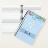 Personalisiert Blue Floral Spiral Notebook mit Nam Notizblock (Innen)