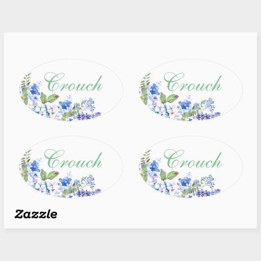 Personalisiert Blue Floral Sticker (Blatt)
