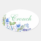 Personalisiert Blue Floral Sticker (Vorderseite)