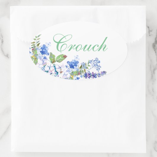 Personalisiert Blue Floral Sticker (Tasche)