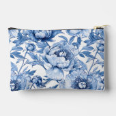 Personalisiert Blue Floral Travel Blume Makeup Zubehörtasche (Rückseite)