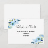 Personalisiert Blue Floral Wedding Dankeschön Kart Dankeskarte (Vorne/Hinten)