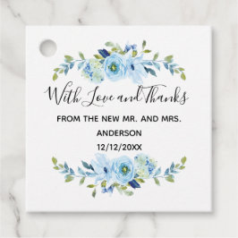 Personalisiert Blue Floral Wedding Geschenkanhänger