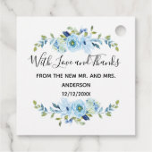 Personalisiert Blue Floral Wedding Geschenkanhänger (Rückseite)