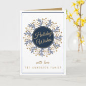 Personalisiert Blue Floral Weihnachtsfeiertagen Wü Karte (Gelbe Blume)