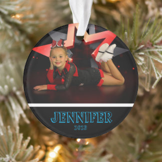 Personalisiert Blue Foto Cheerleader Ornament