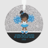 Personalisiert Blue Foto Cheerleader Ornament (Rückseite)