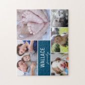 Personalisiert Blue Foto Collage Family Puzzle (Vertikal)
