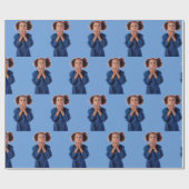 Personalisiert Blue Foto Collage Kindergeburtstag Geschenkpapier (Flach)