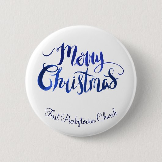 Personalisiert Blue Frohe Weihnachts-Buttone Button (Vorderseite)
