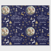 Personalisiert Blue Frohe Weihnachtsgeschenk Geschenkpapier (Flach)