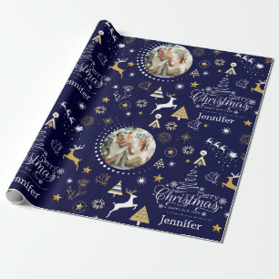 Personalisiert Blue Frohe Weihnachtsgeschenk Geschenkpapier