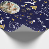 Personalisiert Blue Frohe Weihnachtsgeschenk Geschenkpapier (Ecke)