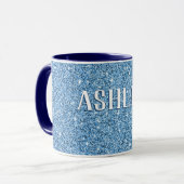 Personalisiert Blue Funkelnd Glitzer mit Name Coff Tasse (Vorderseite Links)