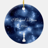Personalisiert Blue Galaxy Schach Weihnachten Keramik Ornament (Hinten)