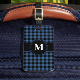 Personalisiert Blue Gingham Monogram Gepäckanhänger